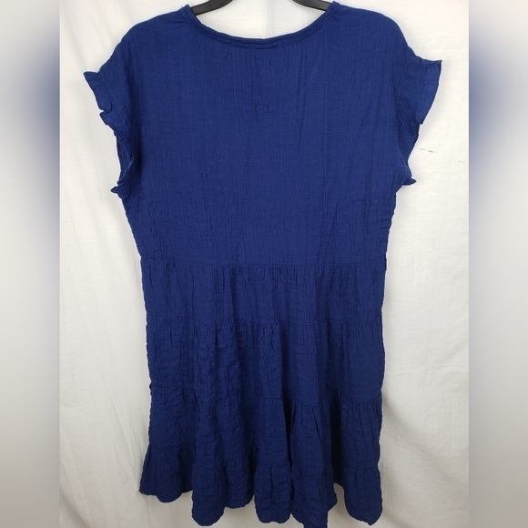 Knox Rose Blue Layered Boho Short Sleeve Dress Sz M - Picture 3 of 10